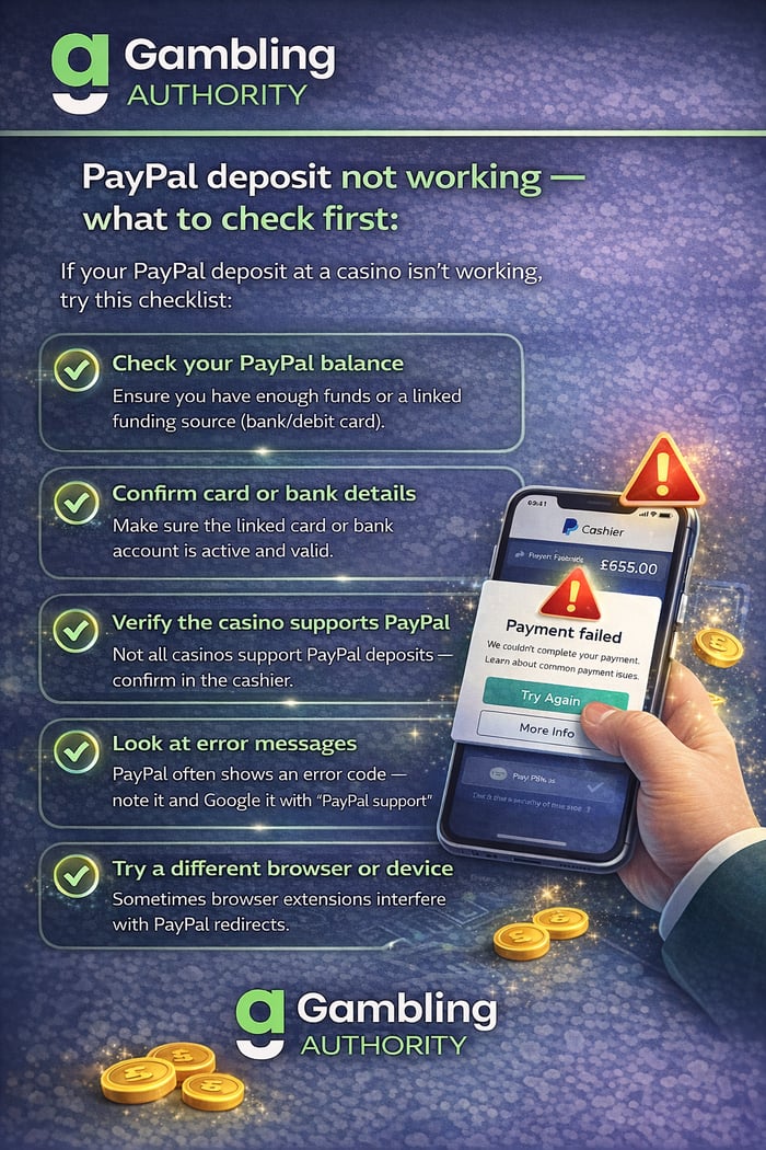Infographic showing ways to tackle errors on PayPal and troubleshooting tips