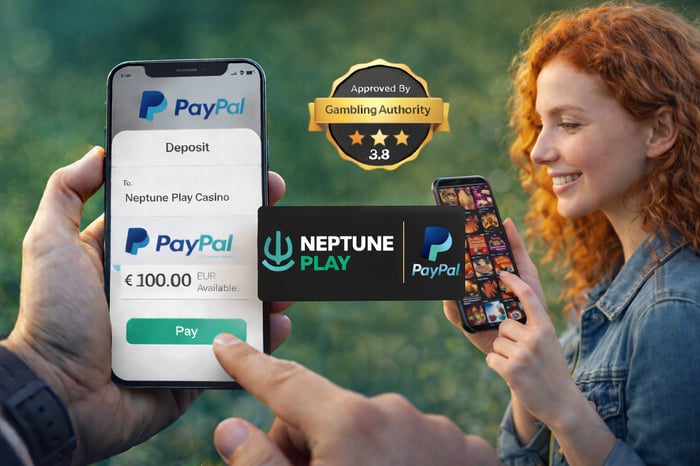 Woman depositing and playing at Neptune Casino using PayPal as a payment method