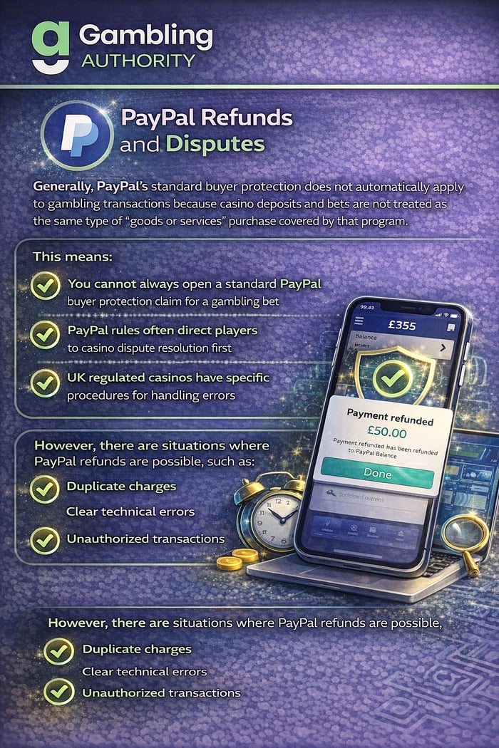 Infographic illustrating the policy of PayPal in matters of refunds and disputes
