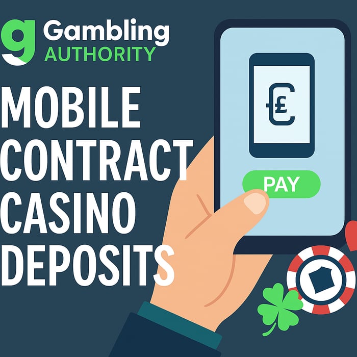 Gambling Authority logo with a mobile device showing Mobile Contract casino payment option