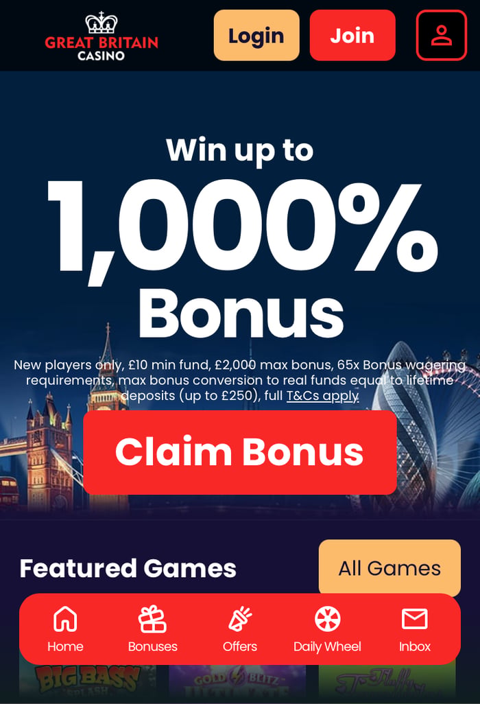Great Britain Casino running on an iPhone SE via the Safari browser