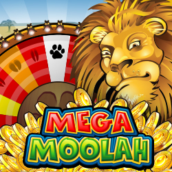 Logo of Mega Moolah slot game from Microgaming