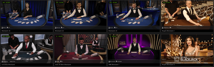 Evolution live blackjack lobby