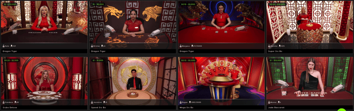 Evolution Gaming Baccarat lobby at 888 Casino