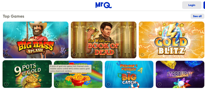 Slot lobby at MrQ