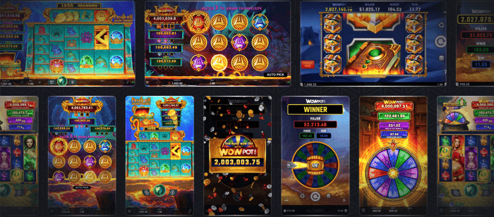 Lobby showing WowPot jackpot slots from Microgaming