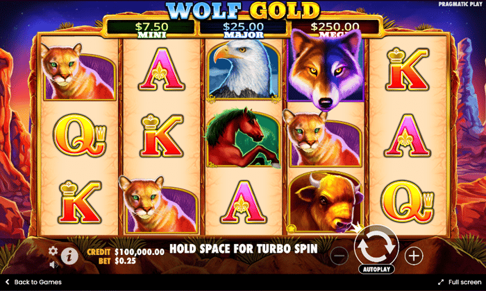 Wolf Gold slot from Pragmatic Play reels