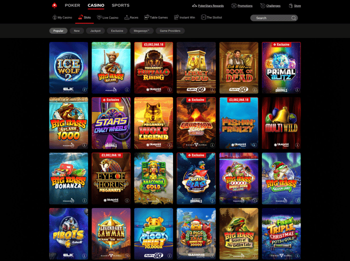 The PokerStars Casino games section is packed with online slots, including PokerStars exclusives