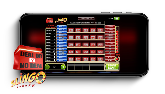 Slingo Deal or No Deal game being played on a mobile device