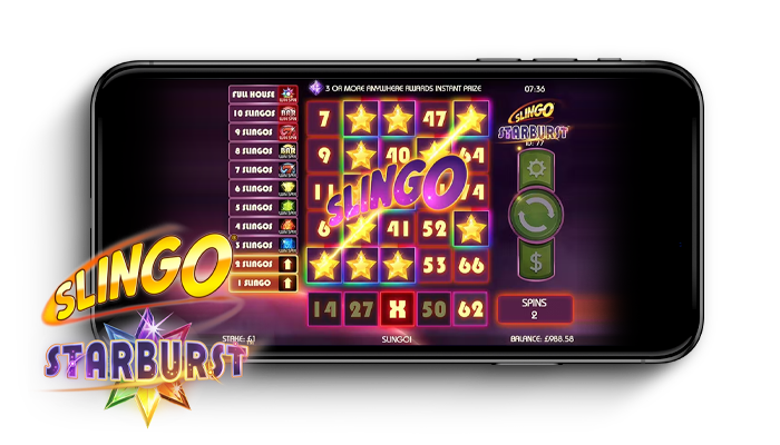 Slingo Starburst being played on a mobile device